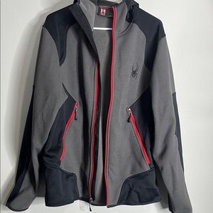 Spyder Men's Charcoal and Black Performance Jacket with Red Accents